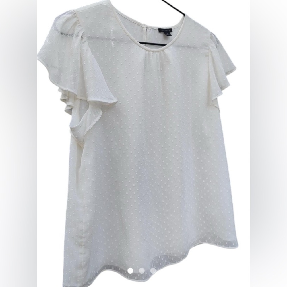 Ann Taylor Cream Polka dot crew neck Blouse_XL_Women